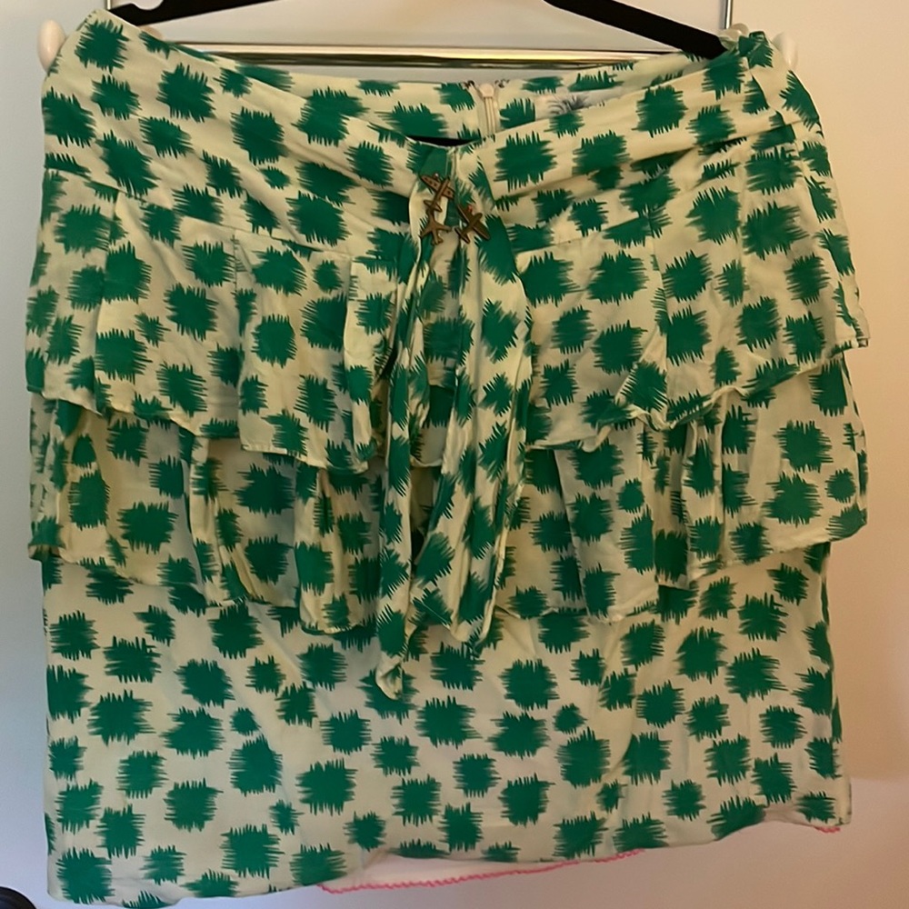 Anthropologie green and white high waist unique skirt.